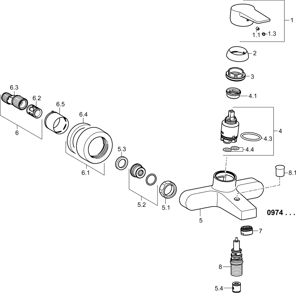 HA Einhebelmischer Wafü und Brausebatterie HANSATWIST 0974 Ausladung 162 mm DN15 Chrom