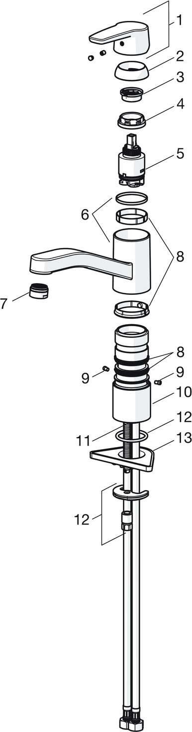 HA Einhebelmischer Küchenarmatur HANSAPOLO 5148 Ausladung 216 mm DN15 Chrom