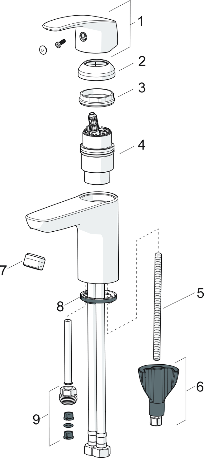 HA Einhebelmischer Waschtischbatterie HANSAPINTO 4504 Zugstangenablaufgarnitur Ausladung 107 mm DN15 Chrom