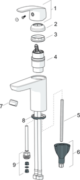 HA Einhebelmischer Waschtischbatterie HANSAPINTO 4504 Zugstangenablaufgarnitur Ausladung 107 mm DN15 Chrom
