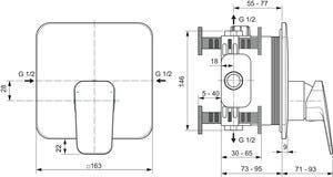 Ideal Standard Brausearmatur Unterputz Ceraplan 163x71x185mm Chrom