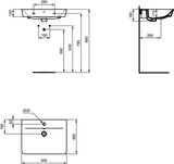 Ideal Standard Waschtisch Connect Air Cube, 1 Hahnloch, mit Überlauf, weiß, Rechteckig, Keramik, hängend