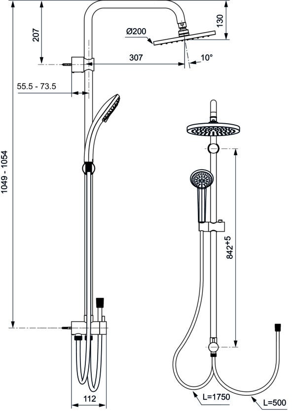 Ideal Standard Duschsystem Idealrain für Aufputz-Armatur Handbrause: 100mm Chrom