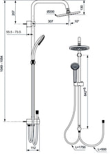 Ideal Standard Duschsystem Idealrain für Aufputz-Armatur Handbrause: 100mm Chrom