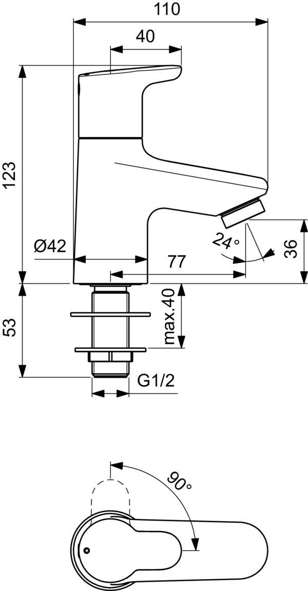 Ideal Standard Standventil Ceraplus Ausladung 77mm Chrom