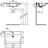 Ideal Standard Möbelwaschtisch Connect Air, 1 Hahnloch, mit Überlauf, rechteckig, weiß, hängend
