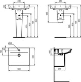 Ideal Standard Waschtisch Connect Air Cube, 1 Hahnloch, mit Überlauf, weiß, Rechteckig, Keramik, hängend