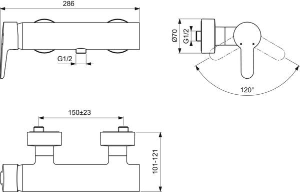 Ideal Standard Brausearmatur Aufputz Connect Blue, Chrom