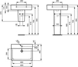 Ideal Standard Waschtisch Connect Cube, 1 Hahnloch, mit Überlauf, weiß, hängend, Keramik