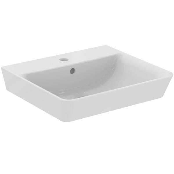 Ideal Standard Waschtisch Connect Air Cube, 1 Hahnloch, mit Überlauf, weiß, Rechteckig, Keramik, hängend