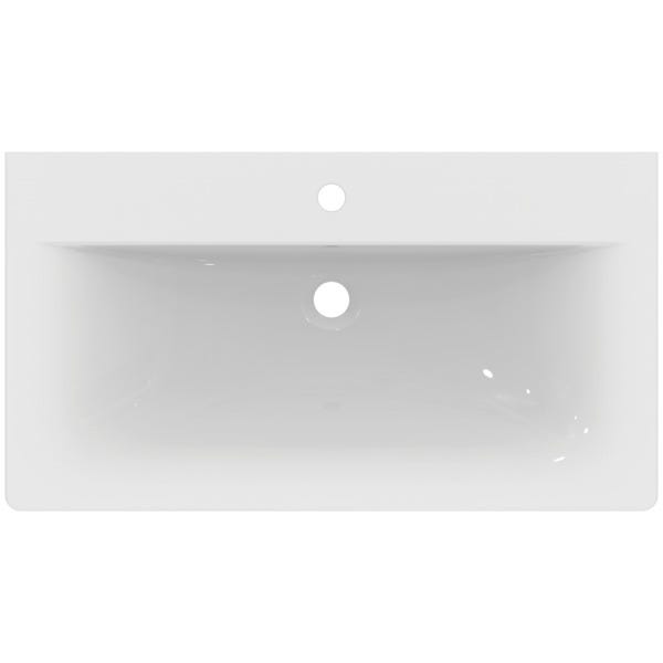 Ideal Standard Möbelwaschtisch Connect Air, 1 Hahnloch, mit Überlauf, rechteckig, weiß, hängend