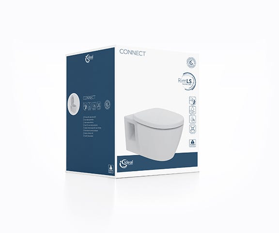 Ideal Standard WC-Paket Connect, WC randlos, mit WC-Sitz Softclosing, 365x550x385mm, Weiß