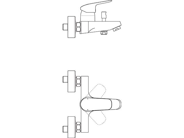 Ideal Standard Badearmatur Aufputz Ceraflex, Ausladung 162mm, Chrom