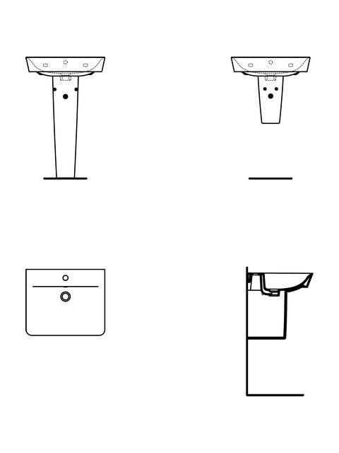 Ideal Standard Waschtisch Connect Air Cube, 1 Hahnloch, mit Überlauf, weiß, Rechteckig, Keramik, hängend