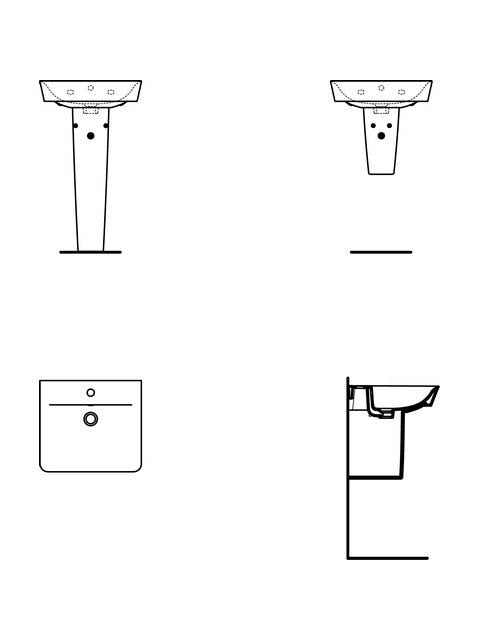 Ideal Standard Waschtisch Connect Air Cube, 1 Hahnloch, mit Überlauf, weiß, Rechteckig, Keramik, hängend