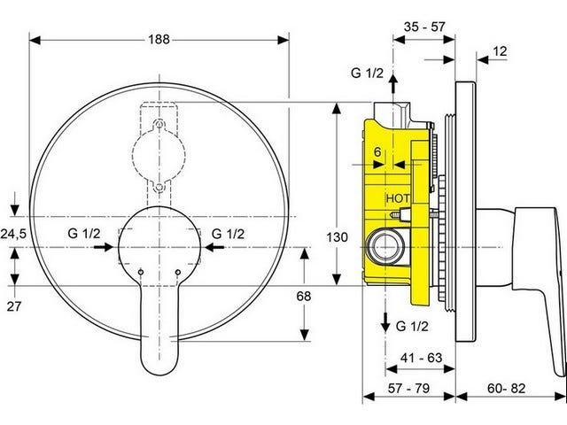 Ideal Standard Brausearmatur Unterputz Connect Blue, Bausatz 2, Chrom