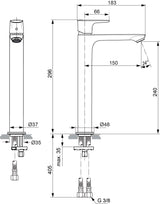 Ideal Standard Waschtischarmatur Connect Air, mit verlängerter Sockel, ohne Ablaufgarnitur, Ausladung 150mm, Chrom