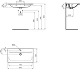 Ideal Standard Möbelwaschtisch Connect Air, 1 Hahnloch, mit Überlauf, rechteckig, weiß, hängend