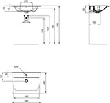 Ideal Standard Möbelwaschtisch Connect Air, 1 Hahnloch, mit Überlauf, rechteckig, weiß, hängend