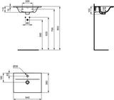 Ideal Standard Möbelwaschtisch Connect Air, 1 Hahnloch, mit Überlauf, rechteckig, weiß, hängend