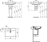 Ideal Standard Waschtisch Connect Air Cube, 1 Hahnloch, mit Überlauf, weiß, Rechteckig, Keramik, hängend