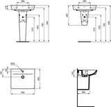 Ideal Standard Waschtisch Connect Air Cube, 1 Hahnloch, mit Überlauf, weiß, Rechteckig, Keramik, hängend