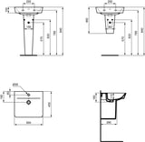 Ideal Standard Waschtisch Connect Air Cube, 1 Hahnloch, mit Überlauf, weiß, Rechteckig, Keramik, hängend