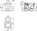 Ideal Standard WC-Paket Connect, WC randlos, mit WC-Sitz Softclosing, 365x550x385mm, Weiß