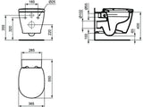 Ideal Standard WC-Paket Connect, WC randlos, mit WC-Sitz Softclosing, 365x550x385mm, Weiß