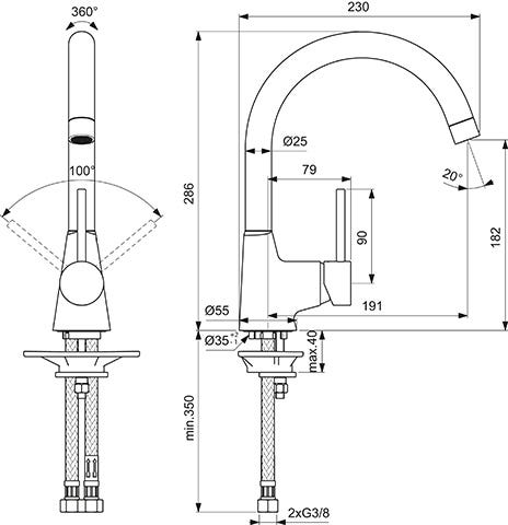 Ideal Standard Küchenarmatur Nora, Chrom