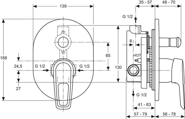 Ideal Standard Badearmatur Ceramix Blue Unterputz Bausatz 2 /Alt Chrom