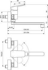 Ideal Standard Wand-Küchenarmatur Ceraplan Ausladung 238mm Chrom
