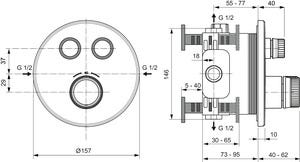 Ideal Standard Brausethermostat Unterputz Ceratherm Navigo 2 Verbraucher Chrom