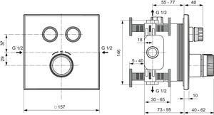 Ideal Standard Brausethermostat Unterputz Ceratherm Navigo 2 Verbraucher Chrom