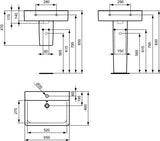 Ideal Standard Waschtisch Connect Cube, 1 Hahnloch, mit Überlauf, weiß, hängend, Keramik