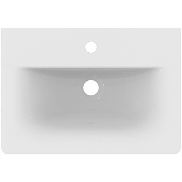 Ideal Standard Möbelwaschtisch Connect Air, 1 Hahnloch, mit Überlauf, rechteckig, weiß, hängend
