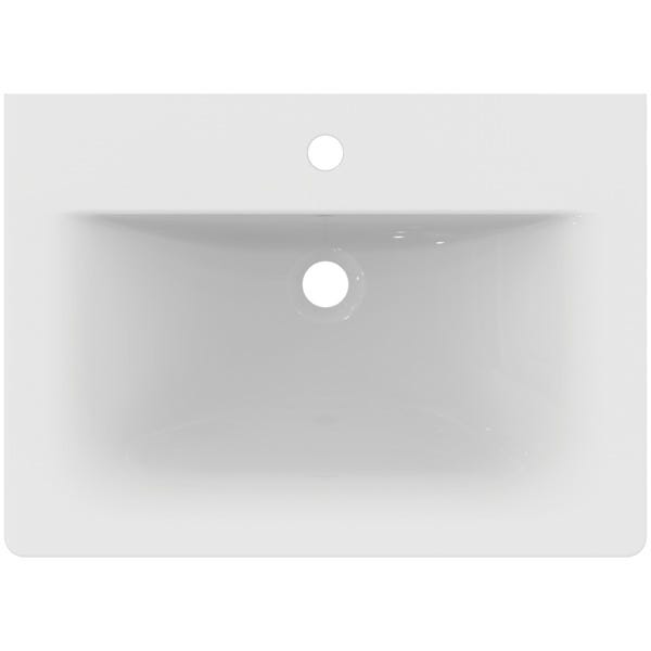 Ideal Standard Möbelwaschtisch Connect Air, 1 Hahnloch, mit Überlauf, rechteckig, weiß, hängend
