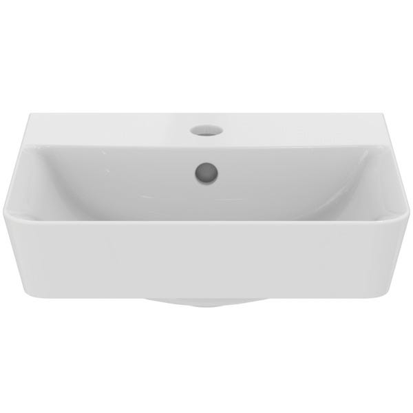 Ideal Standard Handwaschbecken Connect Air Cube, 1 Hahnloch, mit Überlauf, 400x350x150mm, Weiß