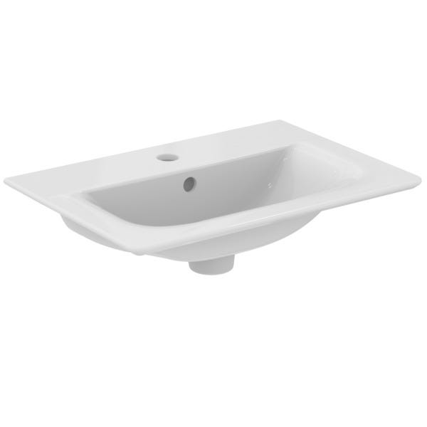 Ideal Standard Möbelwaschtisch Connect Air, 1 Hahnloch, mit Überlauf, rechteckig, weiß, hängend