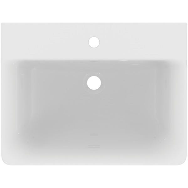 Ideal Standard Waschtisch Connect Cube, 1 Hahnloch, mit Überlauf, weiß, hängend, Keramik