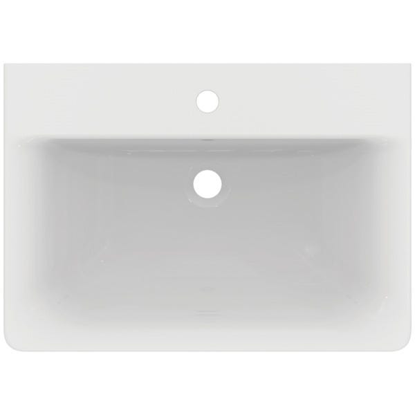 Ideal Standard Waschtisch Connect Cube, 1 Hahnloch, mit Überlauf, weiß, hängend, Keramik