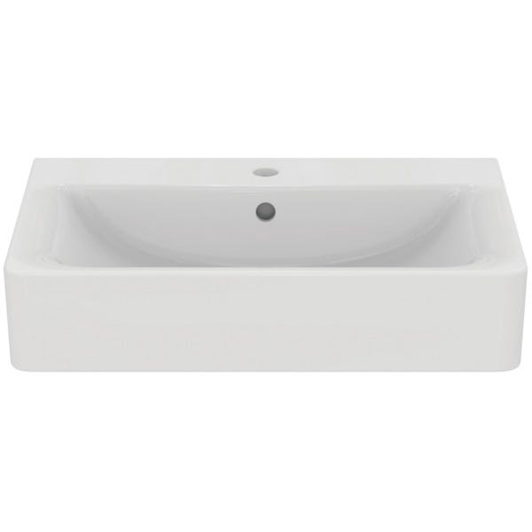 Ideal Standard Waschtisch Connect Cube, 1 Hahnloch, mit Überlauf, weiß, hängend, Keramik