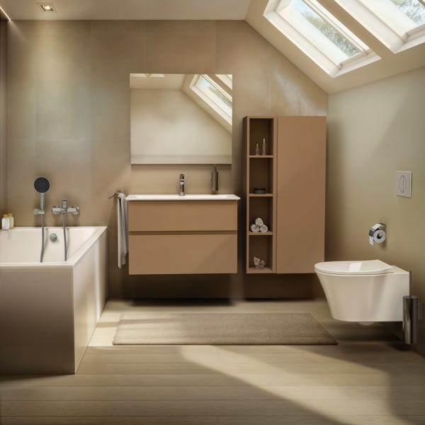 Ideal Standard Möbelwaschtisch Connect Air, 1 Hahnloch, mit Überlauf, rechteckig, weiß, hängend
