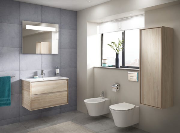 Ideal Standard Möbelwaschtisch Connect Air, 1 Hahnloch, mit Überlauf, rechteckig, weiß, hängend