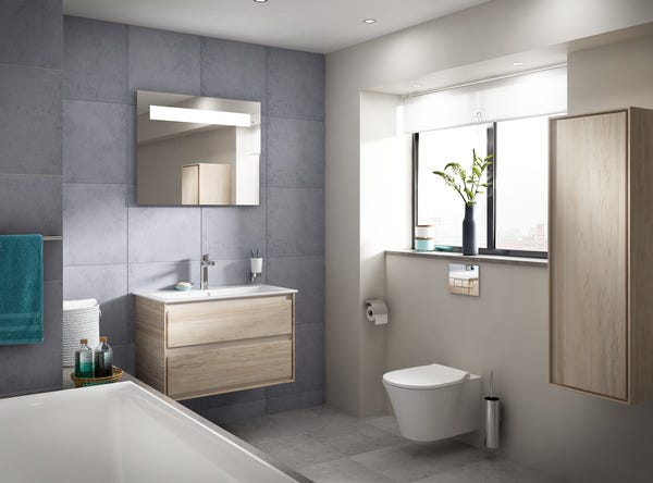 Ideal Standard Möbelwaschtisch Connect Air, 1 Hahnloch, mit Überlauf, rechteckig, weiß, hängend