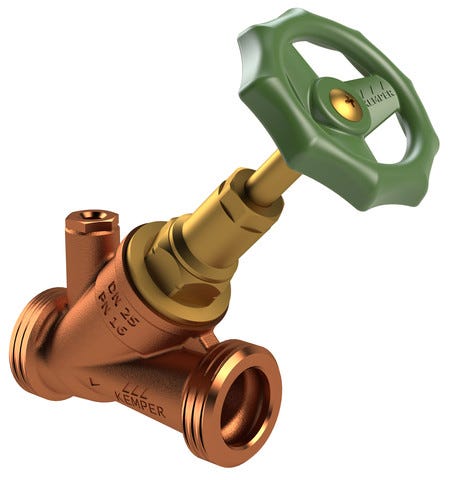 KEMPER STANDARD Freistrom-Absperrventil, RG/ms, mit Entleerstopfen G1/4, AG