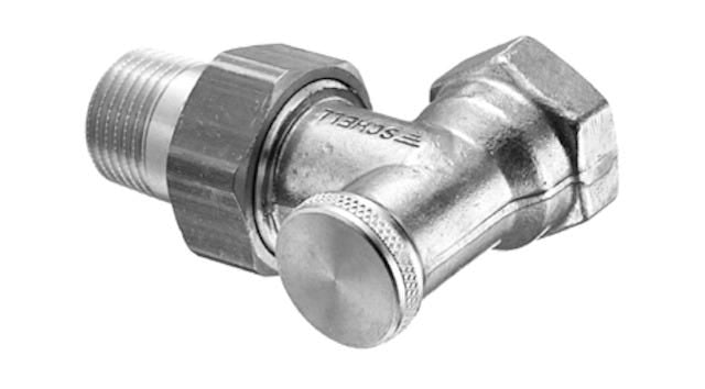 SCHELL Heizkörperverschraubung Eckform, absperrbar, mattnickel