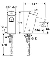 SCHELL Waschtisch-Armatur PURIS SC, HD-K - Hochdruck Kaltwasser / vorgemischtes Wasser, Selbstschluss, G 3/8 IG, chrom