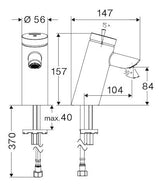 SCHELL Waschtisch-Armatur PURIS SC, HD-K - Hochdruck Kaltwasser / vorgemischtes Wasser, Selbstschluss, G 3/8 IG, chrom