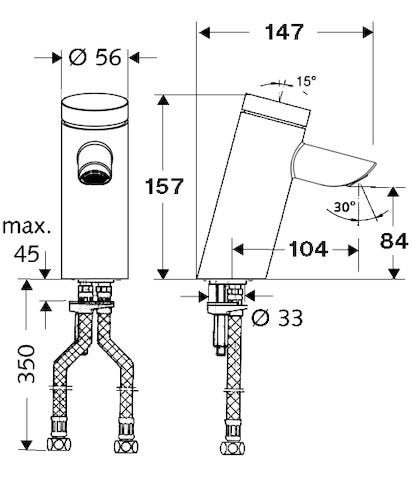 SCHELL Waschtisch-Armatur PURIS SC, HD-M - Hochdruck Mischwasser, Selbstschluss, 2x G 3/8 IG, chrom
